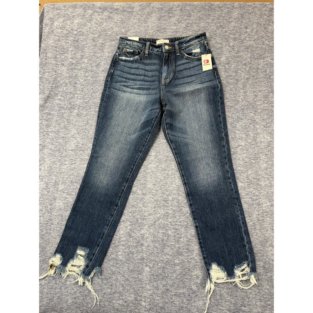 Kancan Signature Buckle Mom Fit Ankle Dark Wash Jeans Women's Junior's Size 26